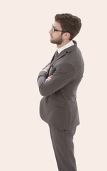 successful businessman looking forward. side view
