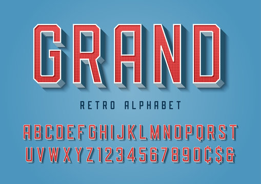 Grand trendy retro display font design, alphabet, typeface, lett