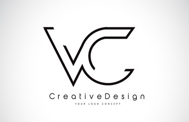 VC V C Letter Logo Design in Black Colors.