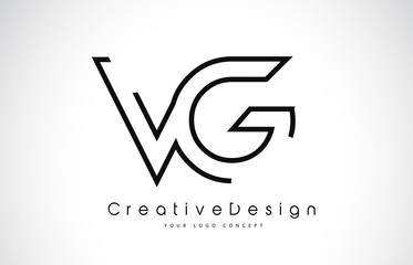 VG V G Letter Logo Design in Black Colors.