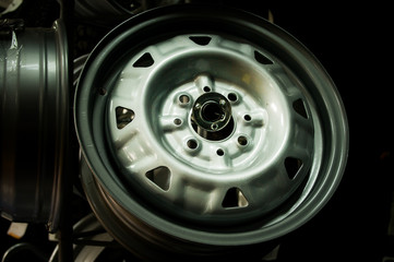 wheels disks in the car dealer