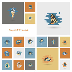 Dessert Icon Set in Modern Flat Design Style
