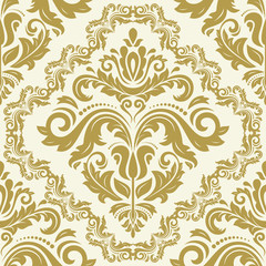 Classic seamless vector pattern. Damask orient golden ornament. Classic vintage background