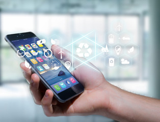 View of a Technology ecologic interface with icon displayed on a technology interface