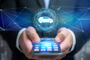 Car icon on a futuristic interface