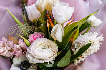Roses in a brides flower bouquet