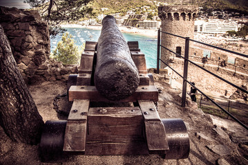 An old cannon at the fortress of Tossa de Mar,Spain