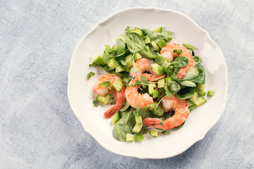 Fresh salad with shrimp.