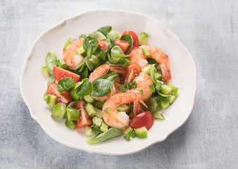 Fresh salad with shrimp.