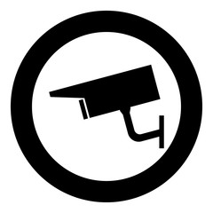 Video surveillance  icon black color in circle