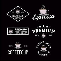 Coffee Shop round badges, emblems, labels or logos template set