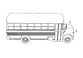 sketch of school bus vector