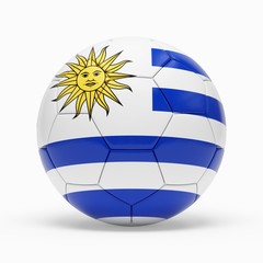 Obraz premium 3d rendering of soccer ball with Uruguay flag isolated on a white background