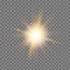 Glow light effect. Star burst with sparkles. Vector.