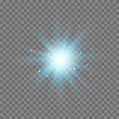 Glow light effect. Star burst with sparkles. Vector.