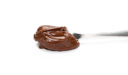 Cream chocolate spreading isolated on white background