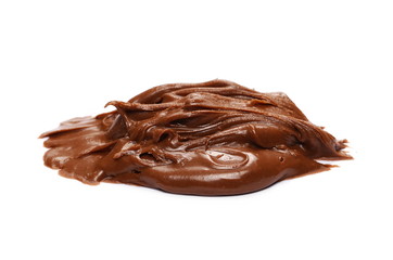 Cream chocolate spreading isolated on white background
