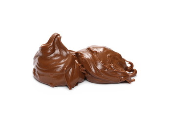 Cream chocolate spreading isolated on white background