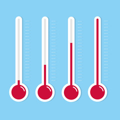 Celsius and Fahrenheit thermometers. Vector.