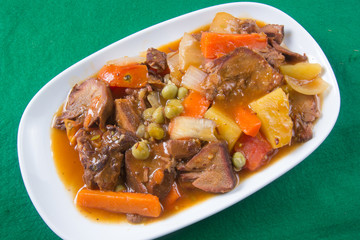 Pork tongue stew on the plate