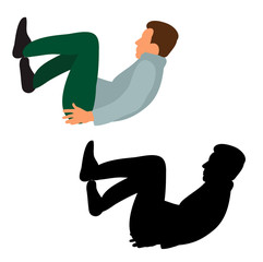 vector, isolated, flat style guy fell, on white background