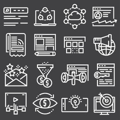 Internet marketing icon set in thin line style