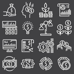 Abstract vector collection of line investment icons