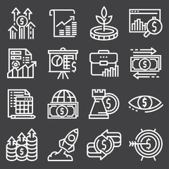 Abstract vector collection of line investment icons