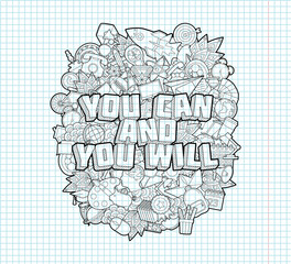 You Can And You Will  - Hand Lettering and Doodles Elements Sket
