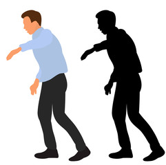 vector, isolated, flat style guy dancing