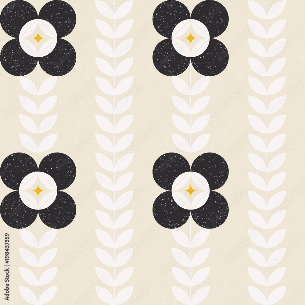 Aufkleber Modern vector abstract seamless geometric pattern with semicircles and circles in retro scandinavian style.