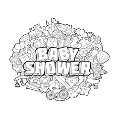 Obraz premium Baby Store - Hand Lettering and Doodles Elements Sketch. 