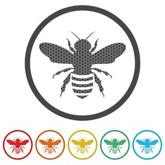 Obraz premium Bee Silhouette icon, 6 Colors Included