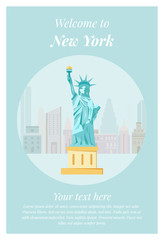 Fototapeta premium Welcome to New York poster with Statue of Liberty