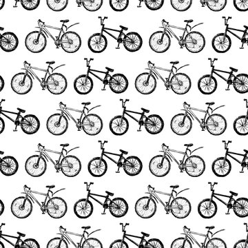 Pattern of the sketches of bicycles