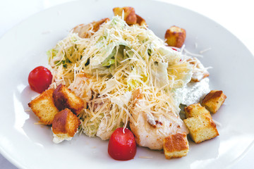 yummy salad with vegetables and meat