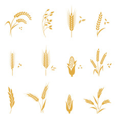 Cereals icon set with wheat.