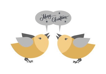Merry Christmas Pair of Birds Singing Greetings