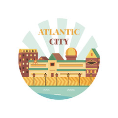 Welcome to Atlantic City poster. View on city