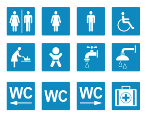 WC & Toiletten - Iconset in Blau