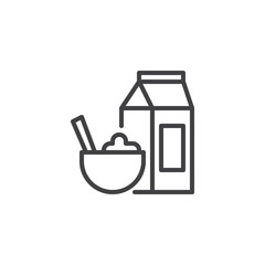 Cereal bowl and milk outline icon. linear style sign for mobile concept and web design. Healthy breakfast simple line vector icon. Symbol, logo illustration. Pixel perfect vector graphics
