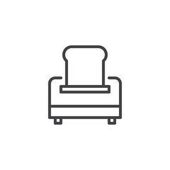 Toaster with bread outline icon. linear style sign for mobile concept and web design. Toasts breakfast simple line vector icon. Symbol, logo illustration. Pixel perfect vector graphics