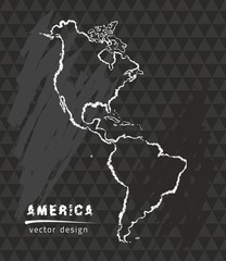 Map of america, Chalk sketch vector illustration