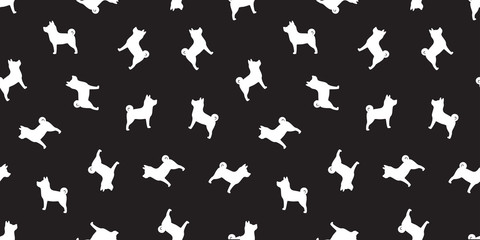 Fototapeta na wymiar dog seamless pattern french bulldog vector pug dog breed isolated black wallpaper background doodle cartoon
