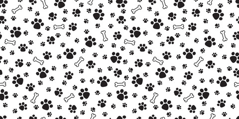 Dog Bone Seamless pattern vector dog paw doodle isolated wallpaper background - obrazy, fototapety, plakaty