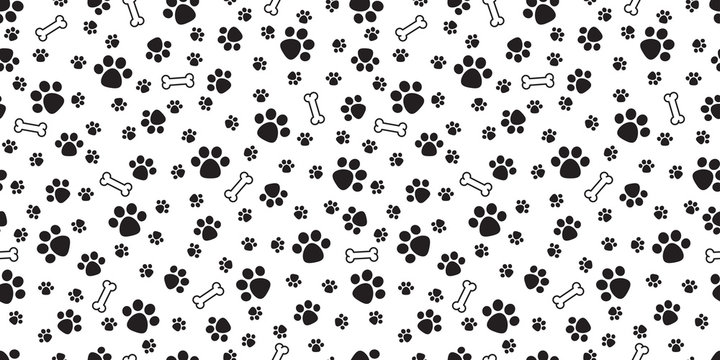 Dog Bone Seamless pattern vector dog paw doodle isolated wallpaper background