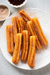 Churros with cinnamon sugar and chocolate sauce