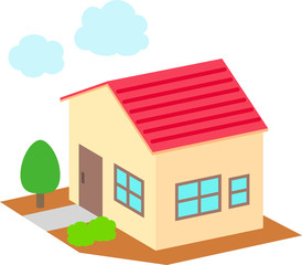 赤い屋根の一軒家