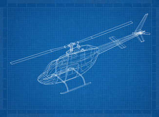 Helicopter 3D blueprint