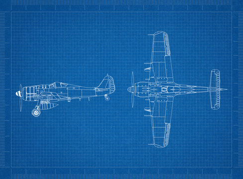 Classic Military Plane Blueprint